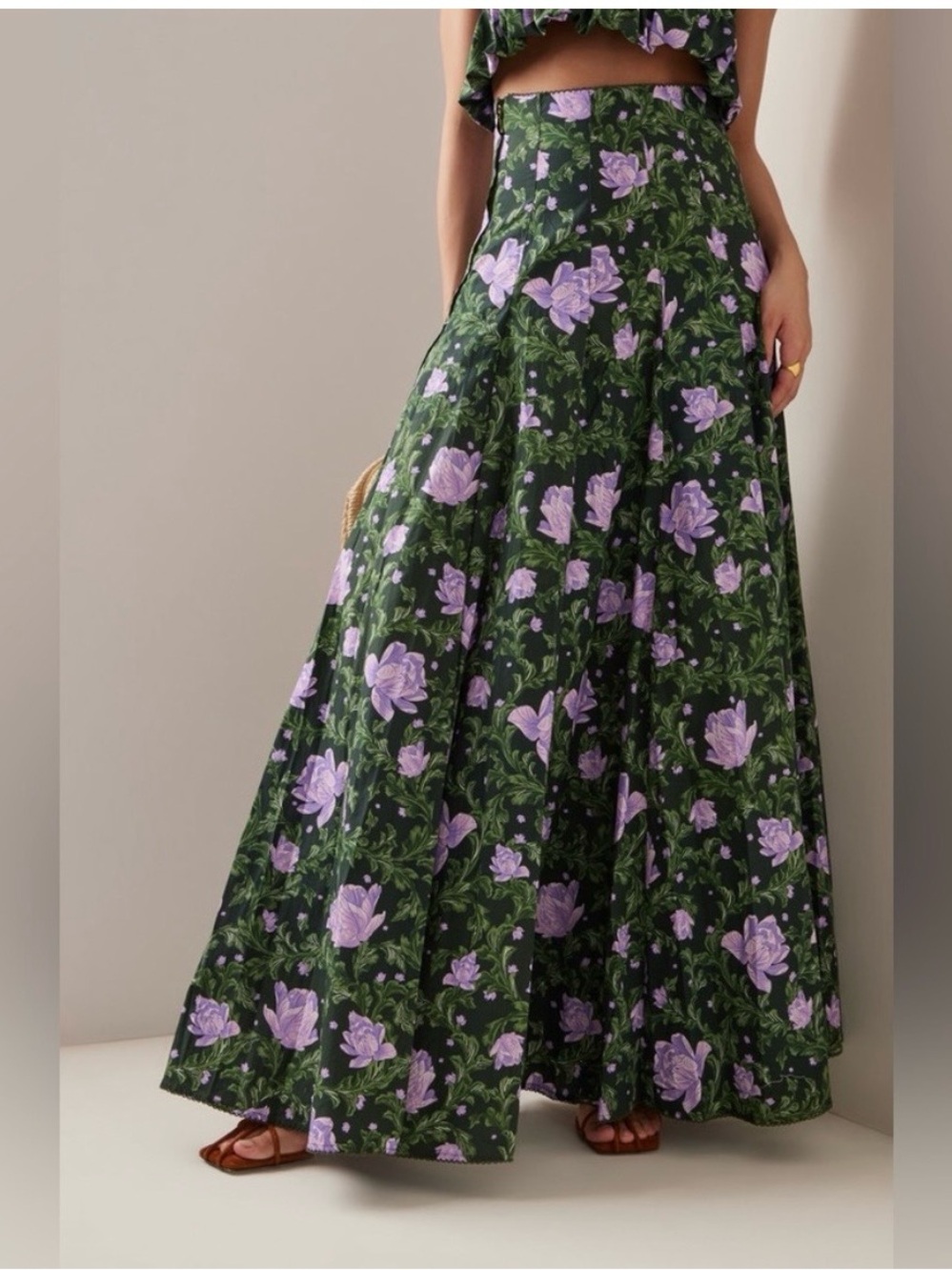 Agua by Agua Bendita Exclusive Mimosa Floral Cotton Maxi Skirt L - Picture 2 of 6
